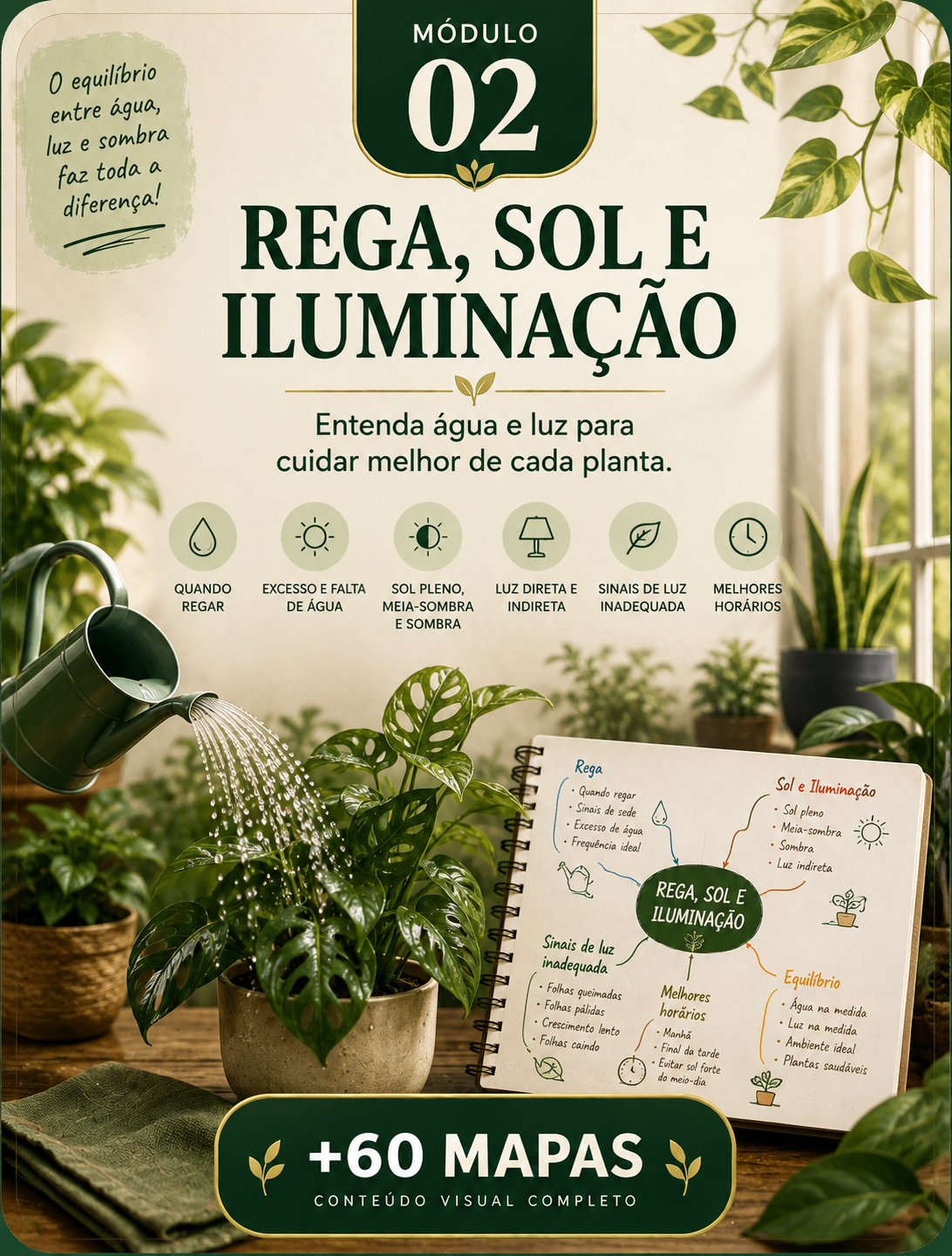 Capa do módulo 2 — Rega, sol e iluminação