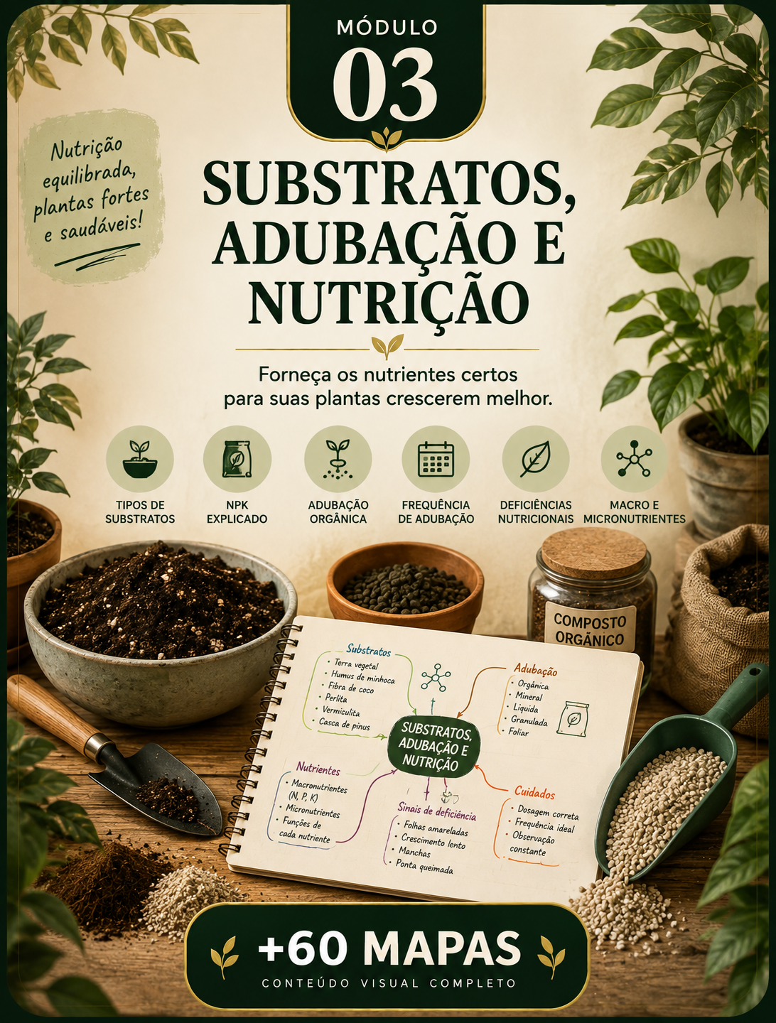 Capa do módulo 3 — Substratos, adubação e nutrição