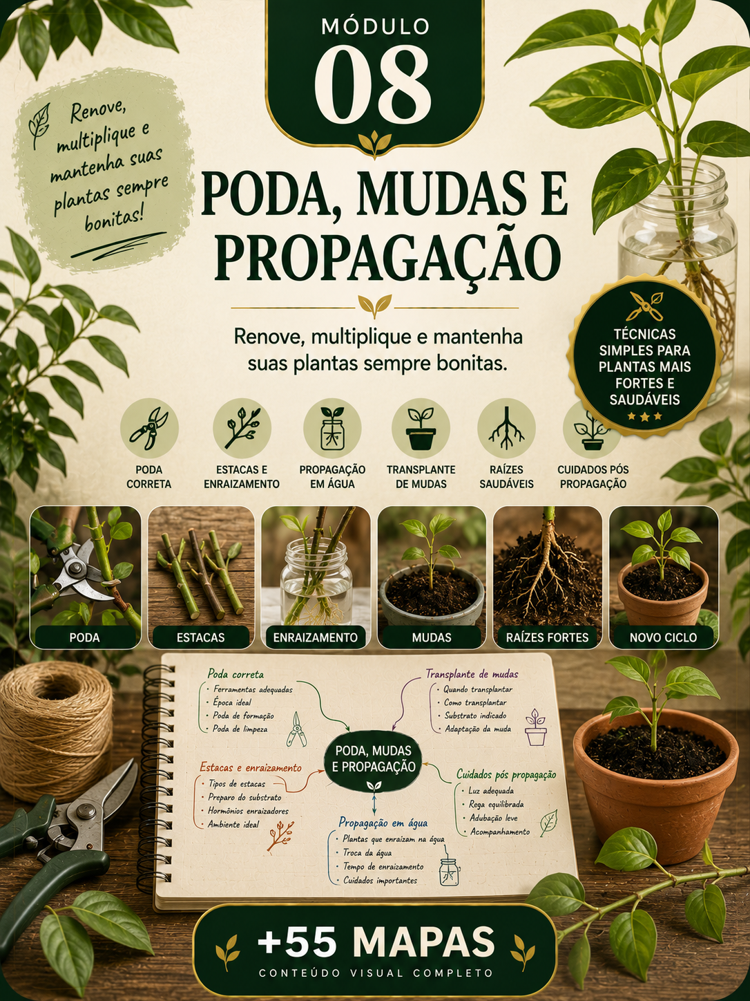 Capa do módulo 8 — Poda, mudas e propagação