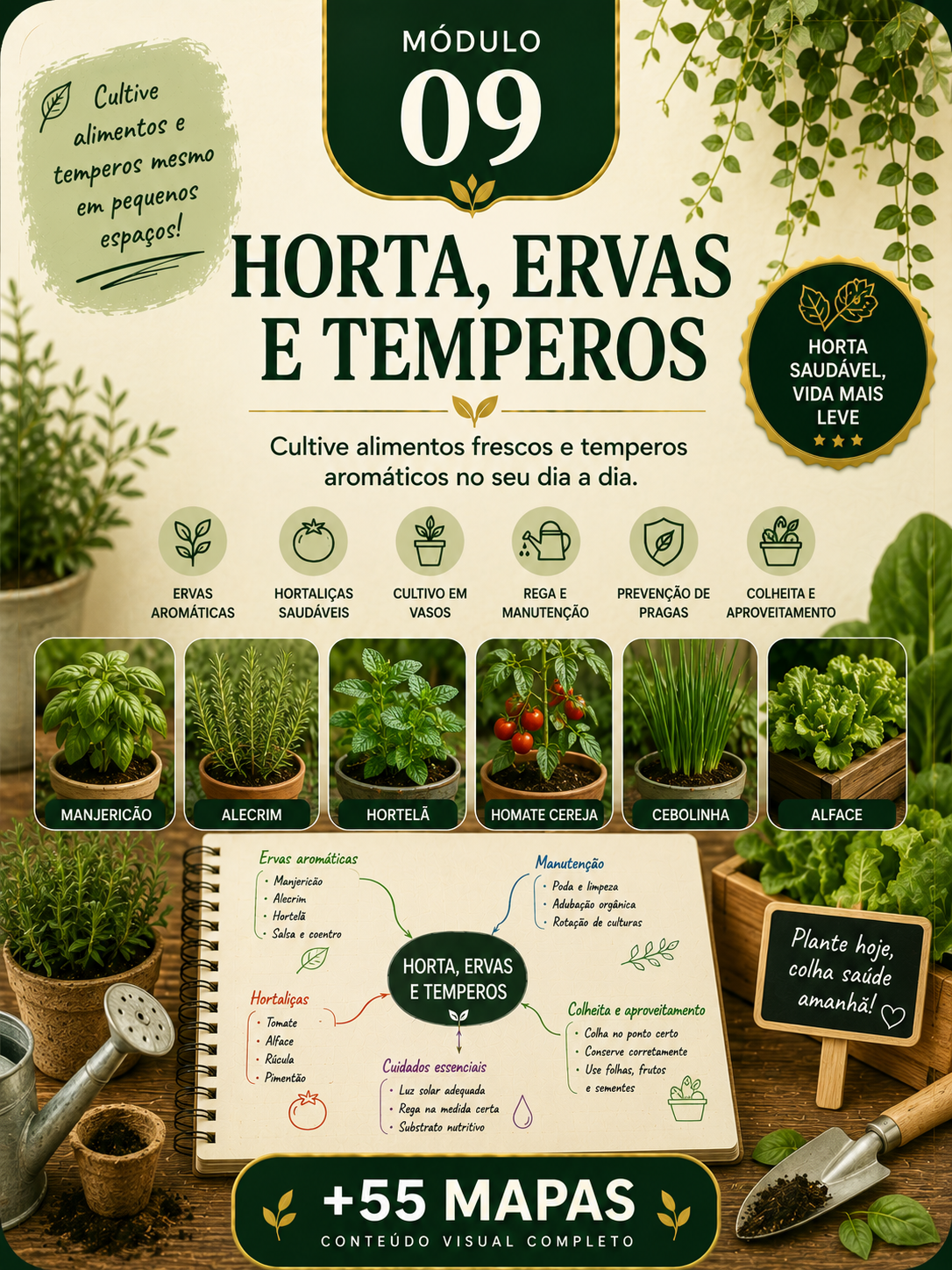Capa do módulo 9 — Horta, ervas e temperos